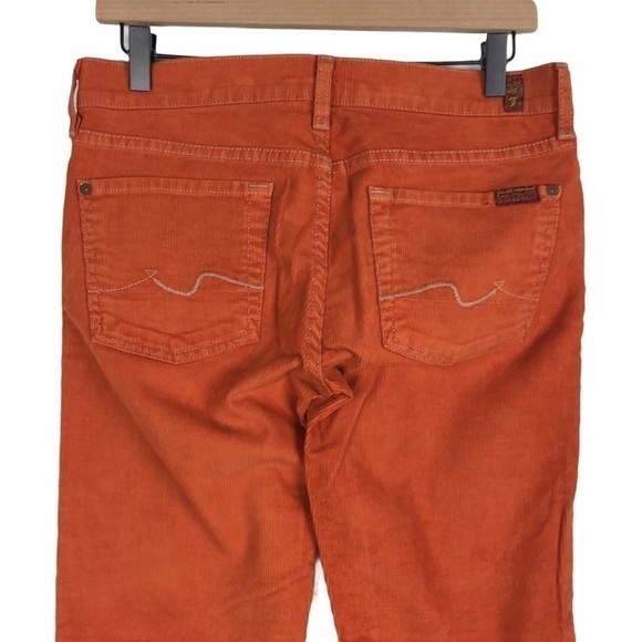 7 FOR ALL MANKIND Pants Corduroy Orange Ribbed Retro 70s Style Flare Size 29 - Picture 5 of 12